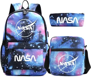 NASA,Space Agency，astronaut， camouflage bag, men and women, Three piece backpack set