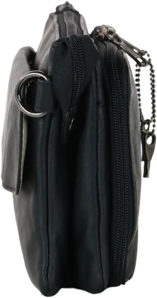 Natasha Concealed Carry Crossbody Purse RFID Full-Grain Leather Handbag with Locking Zippers & Universal Holster