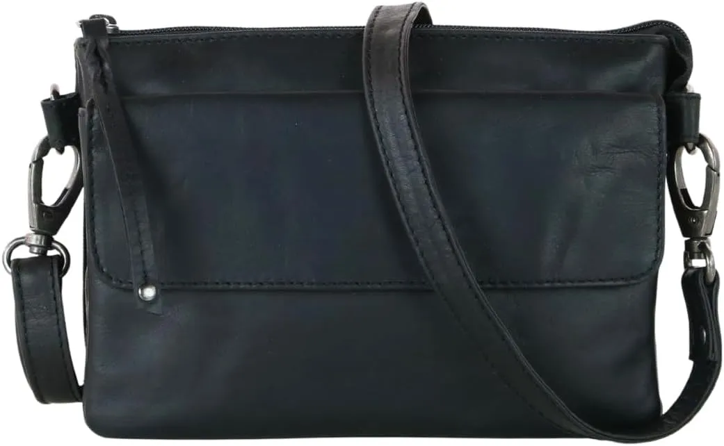 Natasha Concealed Carry Crossbody Purse RFID Full-Grain Leather Handbag with Locking Zippers & Universal Holster