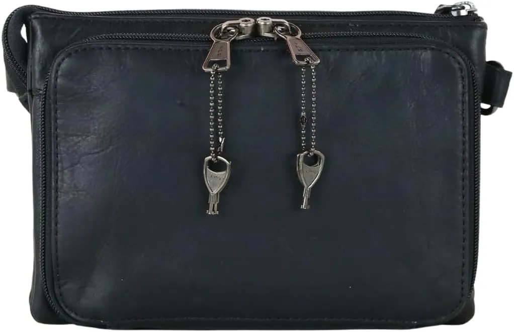 Natasha Concealed Carry Crossbody Purse RFID Full-Grain Leather Handbag with Locking Zippers & Universal Holster