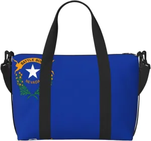 Nevada State Flag Hand-held travel bag, messenger casual handbag, suitable for work, travel, fitness, tourism, women's zipper storage bag,
