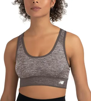 New Balance Seamless Womens Medium Impact Racerback Sports Bra - Padded Workout Yoga Top