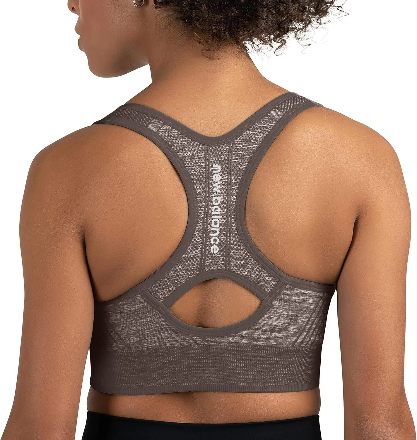 New Balance Seamless Womens Medium Impact Racerback Sports Bra - Padded Workout Yoga Top