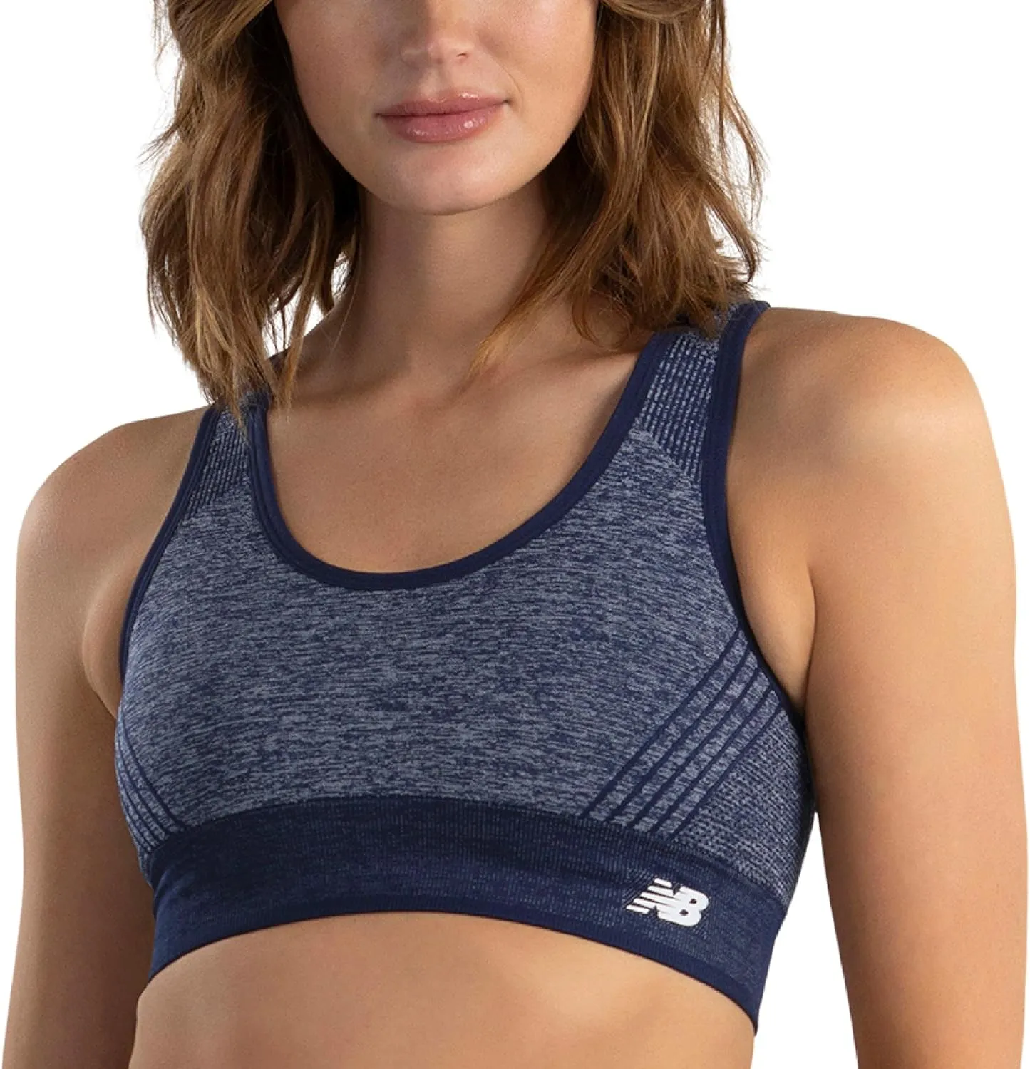 New Balance Seamless Womens Medium Impact Racerback Sports Bra - Padded Workout Yoga Top