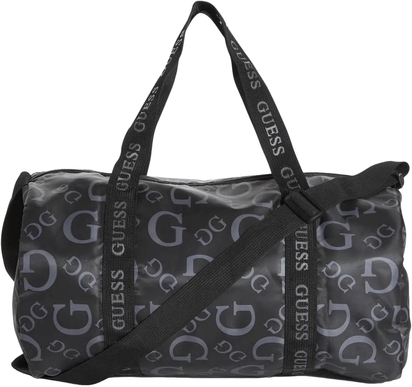 NEW GUESS Black Grey G Logo Gym Weekend Travel Lightweight Small Duffle Bag Handbag