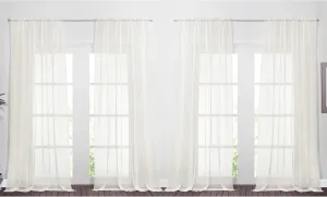 NICETOWN Extra Long Sheer Curtains 95" Length for Living Room, Rod Pocket Voile Texture Sheer Window Treatments for Patio/Glass Door, 60" Wide, 4 Panels, Beige