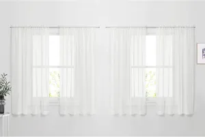 NICETOWN Voile Sheer Window Curtains for Half Window, Rod Pocket Elegant Airy Sheer Curtain Drapes for Living Room/Bedroom, W60 x L63, 4 Panels, Ivory