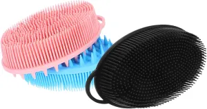 NOLITOY 3Pcs Silicone Body Scrubber Dual Sided Exfoliating Bath Brush for Gentle Cleansing Soft Silicone Design for Sensitive Skin Includes Face Exfoliating Brush and Scalp