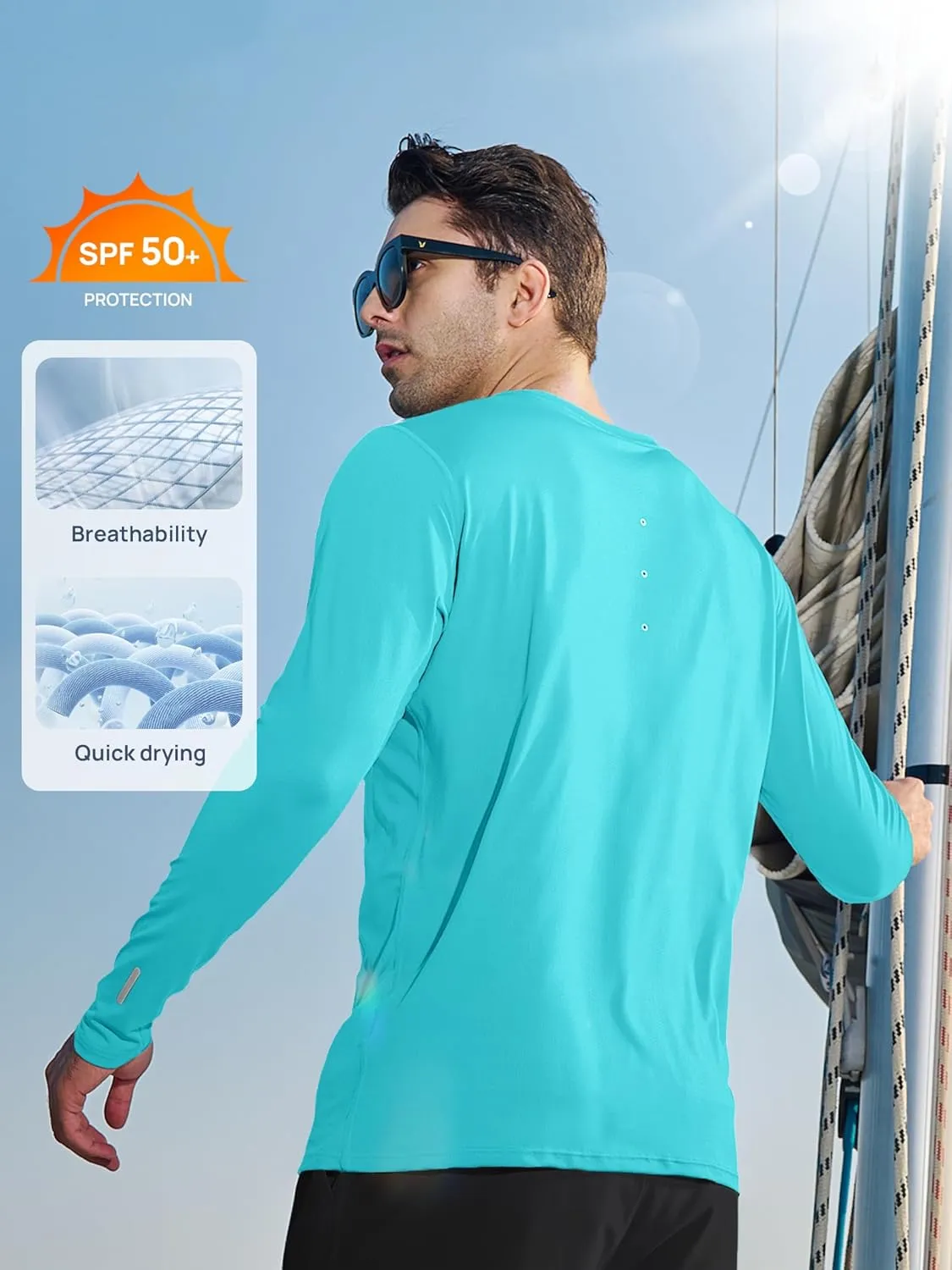 NORTHYARD Men's Sun Protection Shirts Long Sleeve Swim Fishing UPF 50  Shirt UV Hiking Lightweight Rash Guard Athletic