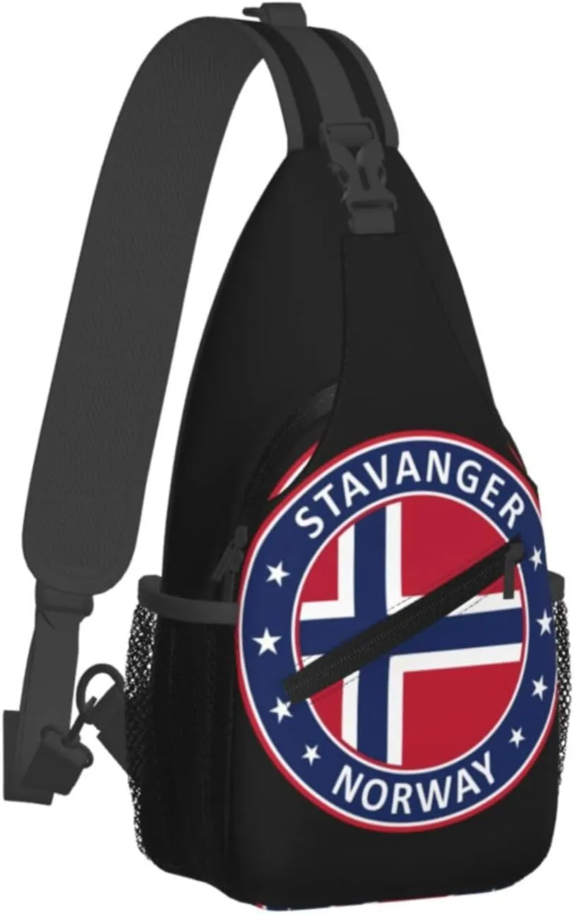 Norway Norwegian Flag Crossbody Bags Sling Backpack Cross Chest Bag Sports Shoulder Bag Gym Fanny Pack Adjustable Cycling Daypack Diagonally Rucksack for Running