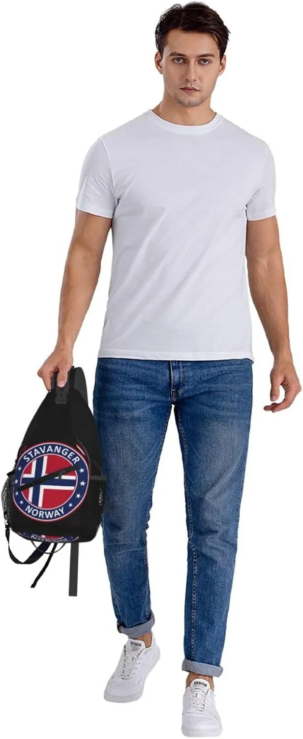 Norway Norwegian Flag Crossbody Bags Sling Backpack Cross Chest Bag Sports Shoulder Bag Gym Fanny Pack Adjustable Cycling Daypack Diagonally Rucksack for Running