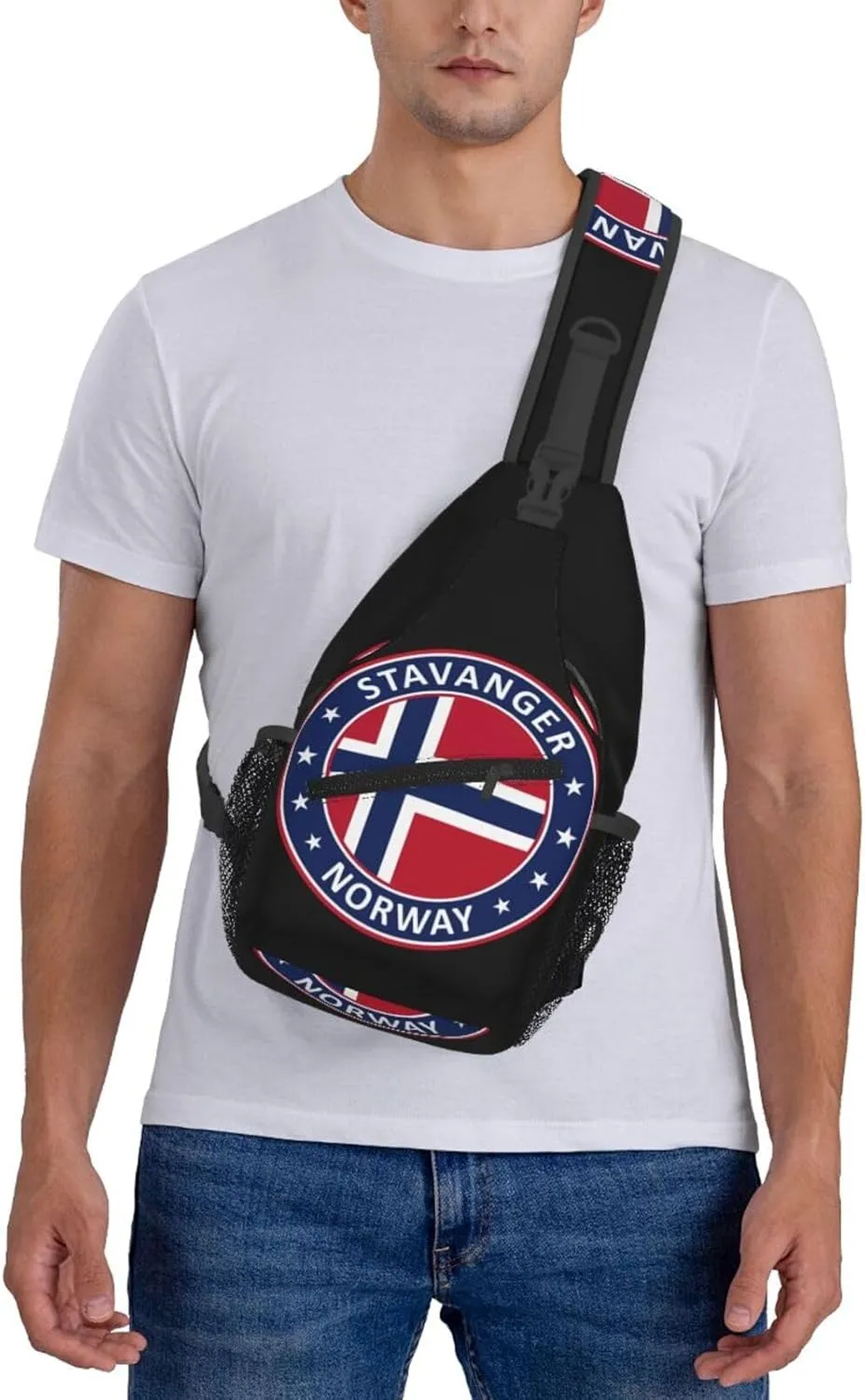 Norway Norwegian Flag Crossbody Bags Sling Backpack Cross Chest Bag Sports Shoulder Bag Gym Fanny Pack Adjustable Cycling Daypack Diagonally Rucksack for Running
