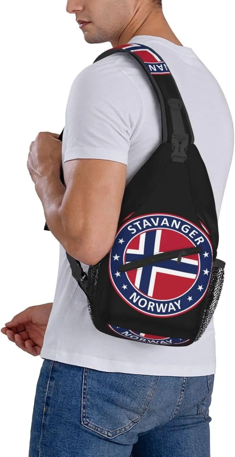 Norway Norwegian Flag Crossbody Bags Sling Backpack Cross Chest Bag Sports Shoulder Bag Gym Fanny Pack Adjustable Cycling Daypack Diagonally Rucksack for Running