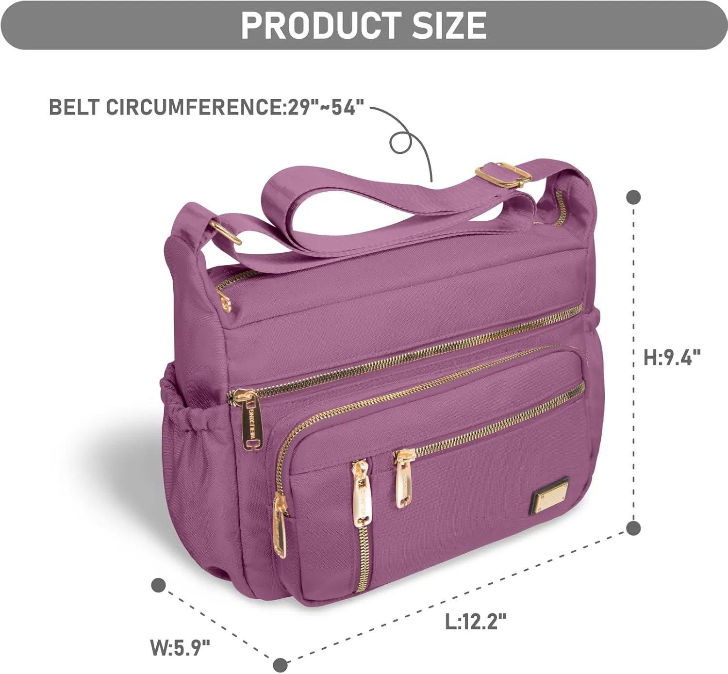 NPBAG Crossbody Bag for Women, Shoulder Purse Handbag Messenger Bag, Trendy Pocketbooks, Waterproof and Multi-Pockets