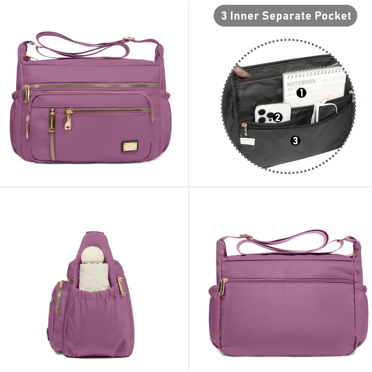 NPBAG Crossbody Bag for Women, Shoulder Purse Handbag Messenger Bag, Trendy Pocketbooks, Waterproof and Multi-Pockets