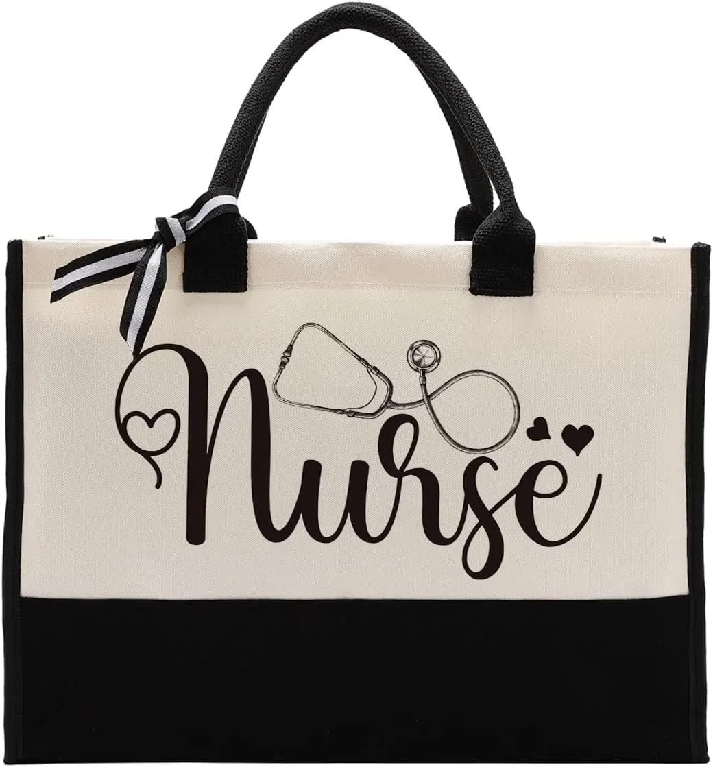 Nurse Canvas Tote Bag, Nurse Bag, Canvas Tote Bag for Gifting, Cotton Canvas Tote Bag for Women, Gift for Future Nurse, Nursing Student Graduation Gift, Reusable Shopping Bag for Nurse