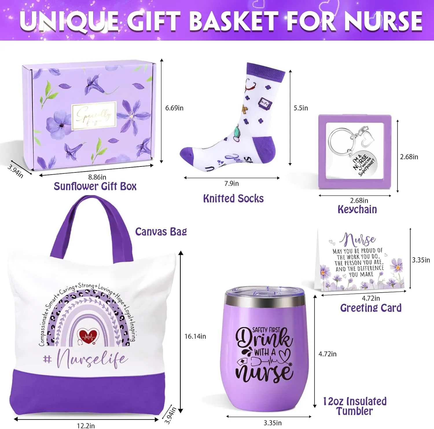 Nurse Gifts for Women, Nurse Appreciation Gifts, Nurses Week Gift, Graduation Christmas Birthday Gift for Nurses Female New Nursing Student Practitioner Gifting with Canvas Bag Tumbler Socks Keychain