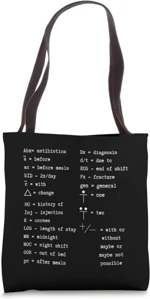 Nurse Shorthand Nursing Student Gift Medical Terminology Tote Bag
