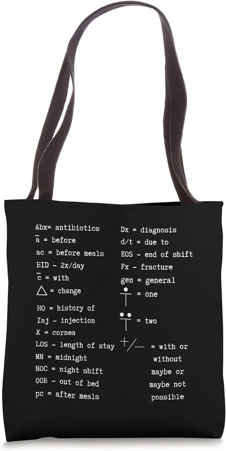 Nurse Shorthand Nursing Student Gift Medical Terminology Tote Bag