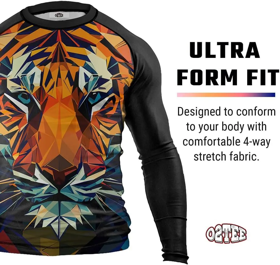 O2TEE Mens Jiu Jitsu BJJ Rash Guards Lightweight Compression Long Sleeve Shirt