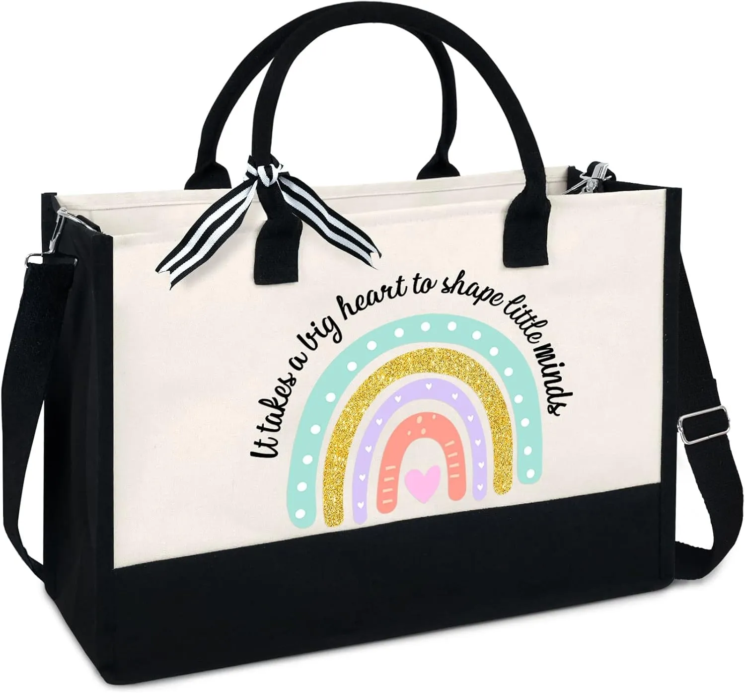 OASSIE Teacher Appreciation Gifts - Canvas Tote Bag 13oz With Zipper - Teacher's Day Birthday Thank You Gifts for Teachers