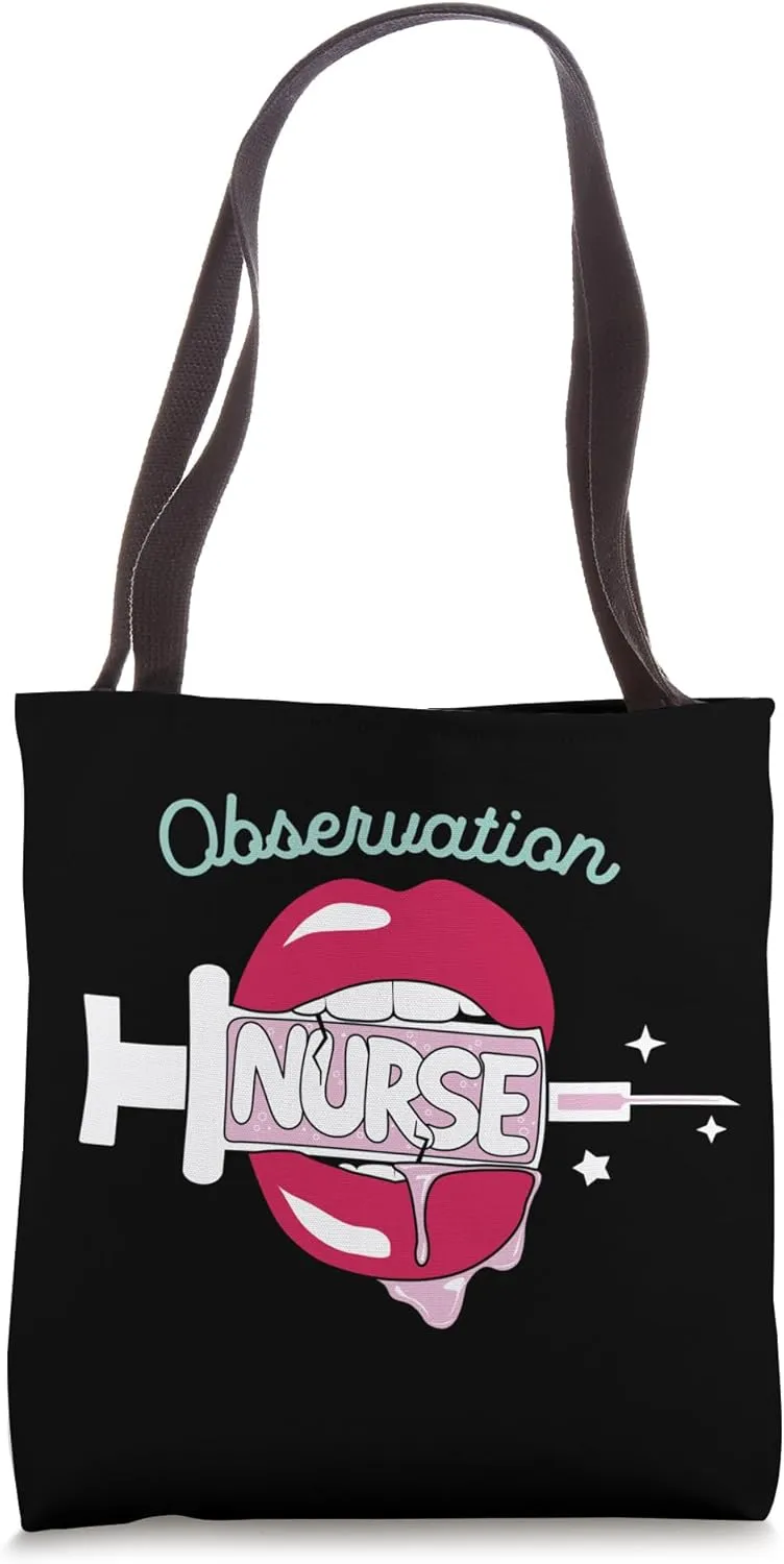 Observation Nurse RN Patient Monitoring Nursing Hot Lips Tote Bag