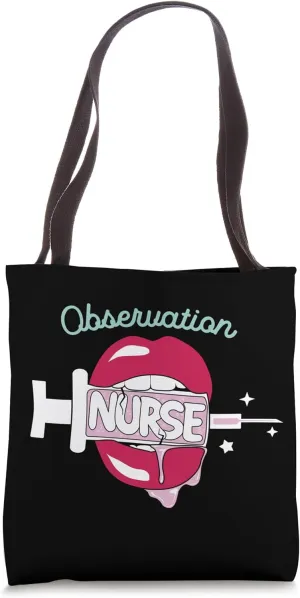 Observation Nurse RN Patient Monitoring Nursing Hot Lips Tote Bag