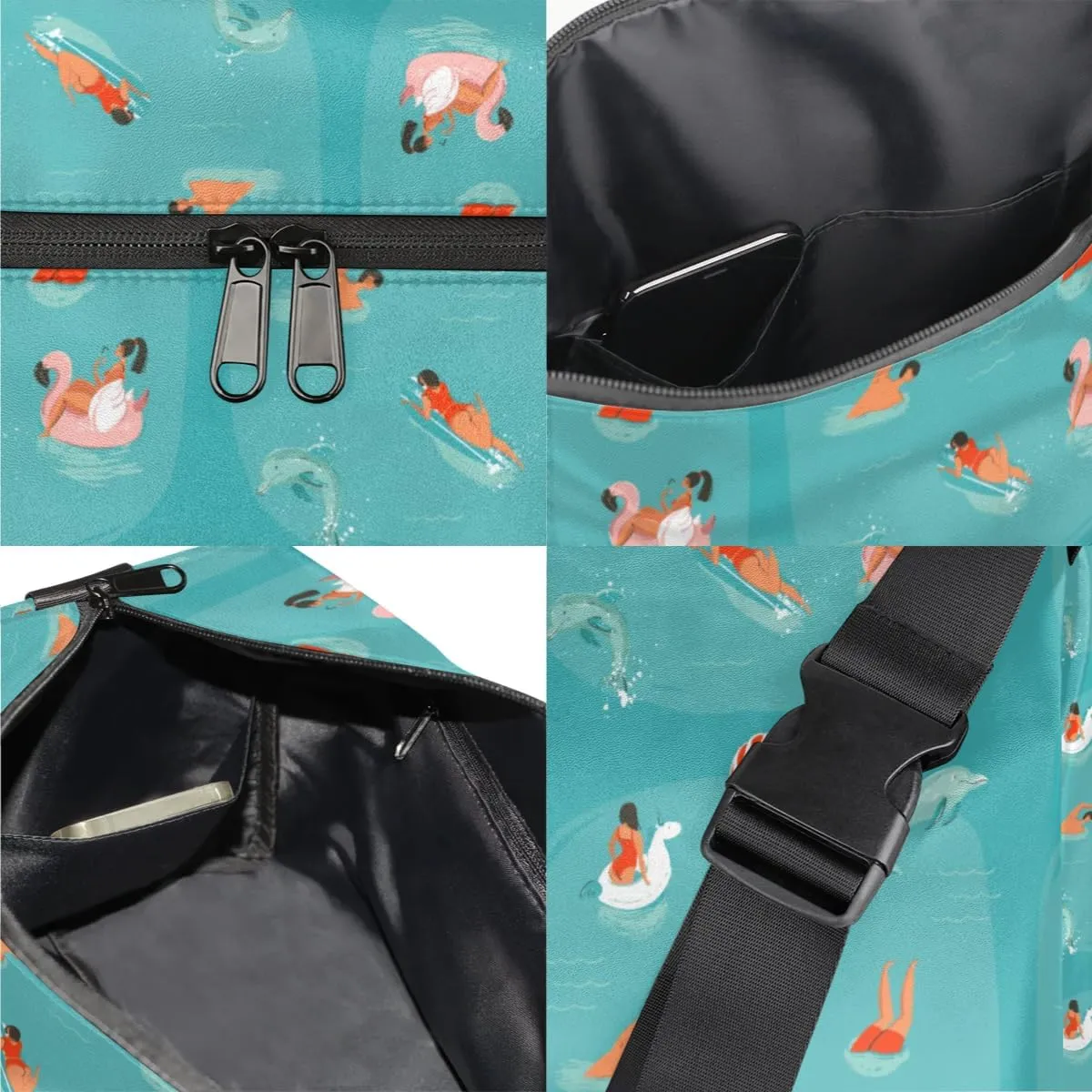 Ocean Swimming Dolphin Small Gym Bag for Men Women Workout Sport Duffle Bag Waterproof Weekender Overnight Bag Lightweight Carry on Tote Bag Crossbody Shoulder Travel Bag for Swim Yoge Dance