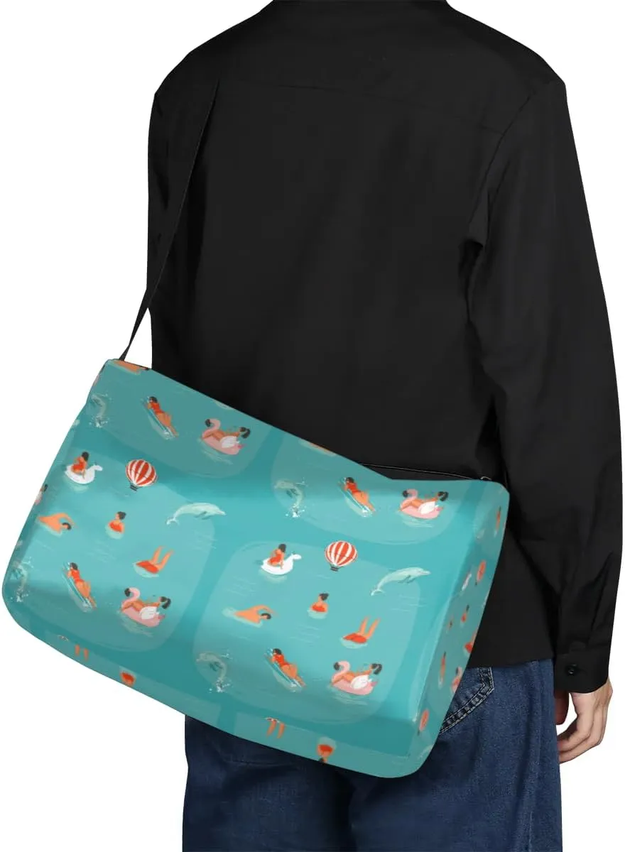 Ocean Swimming Dolphin Small Gym Bag for Men Women Workout Sport Duffle Bag Waterproof Weekender Overnight Bag Lightweight Carry on Tote Bag Crossbody Shoulder Travel Bag for Swim Yoge Dance