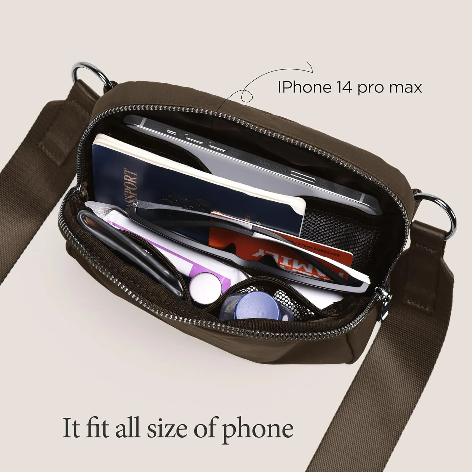 ODODOS Crossbody Bag with Adjustable Strap Small Shoulder Pouch for Workout Running Traveling Hiking