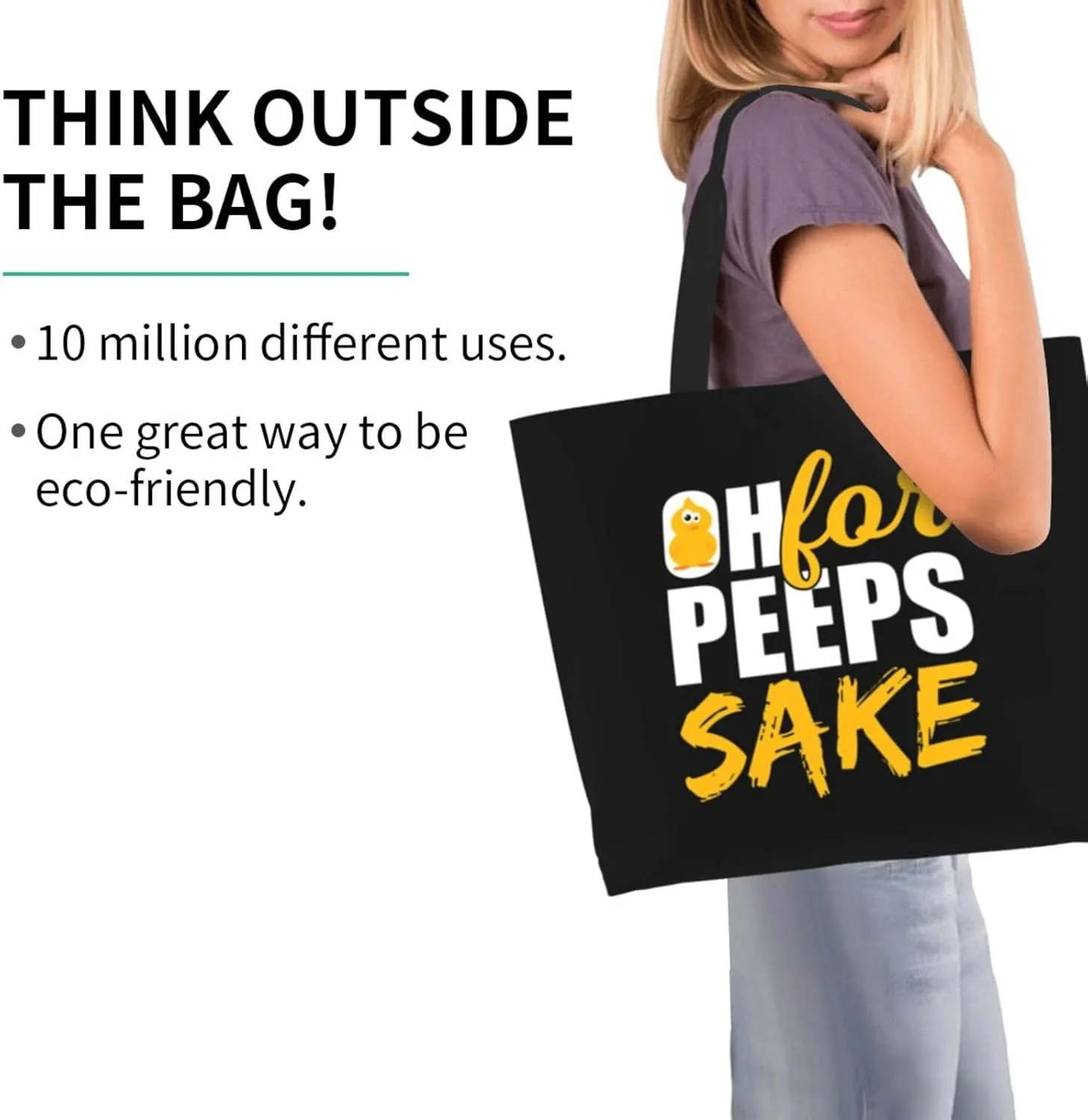 Oh for Peeps Sake Easter Women's Lightweight Canvas Handbag Waterproof Reusable Shopping Bag