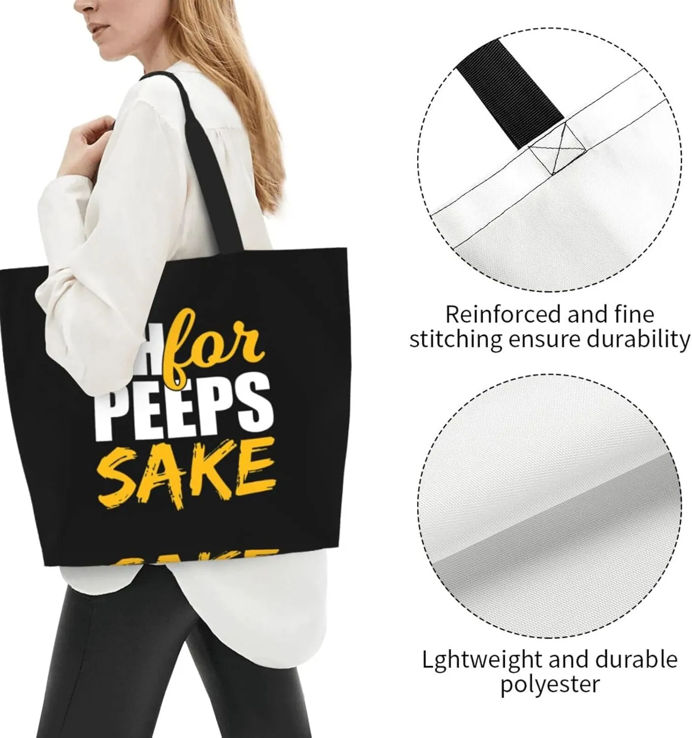 Oh for Peeps Sake Easter Women's Lightweight Canvas Handbag Waterproof Reusable Shopping Bag
