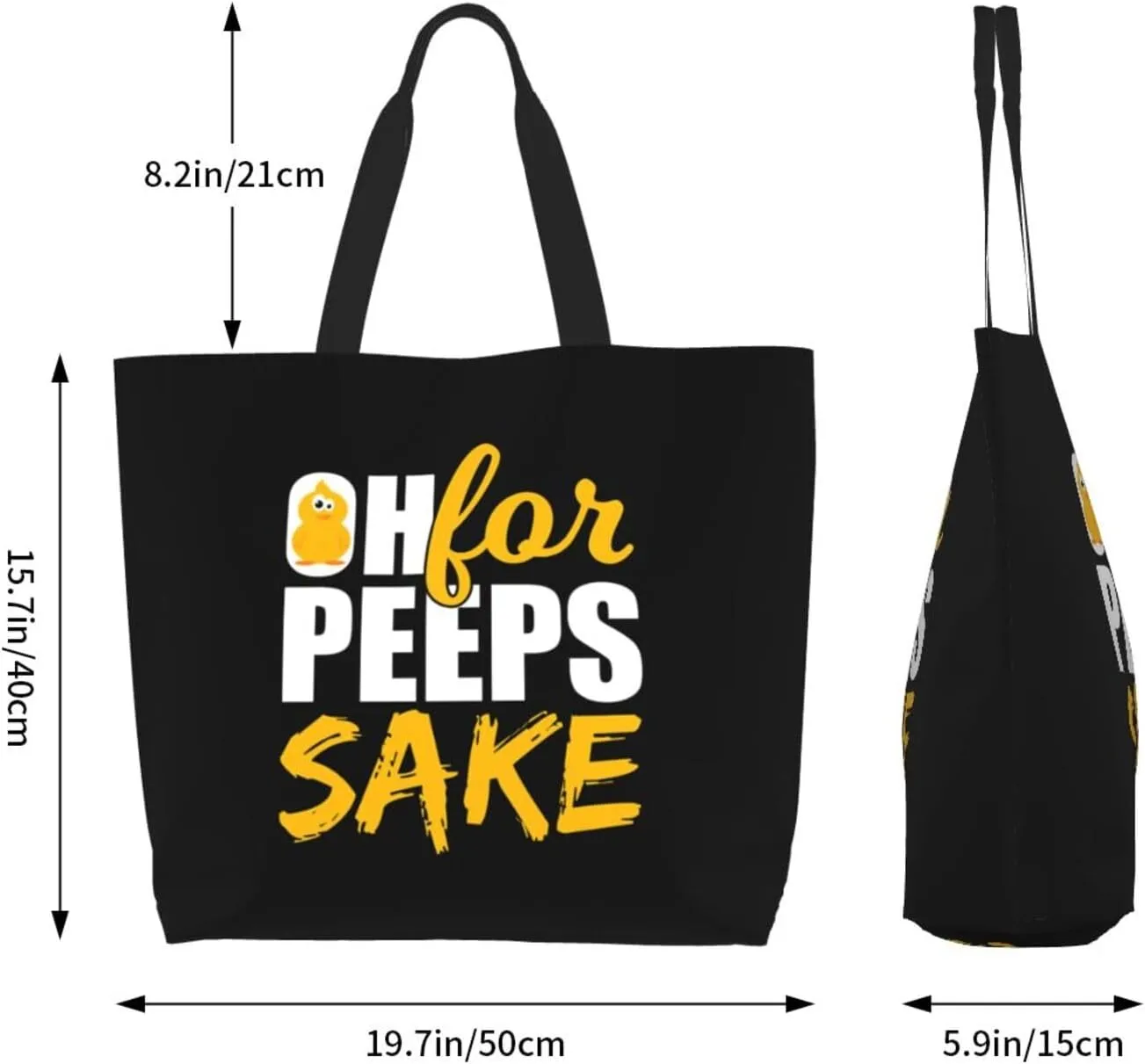 Oh for Peeps Sake Easter Women's Lightweight Canvas Handbag Waterproof Reusable Shopping Bag
