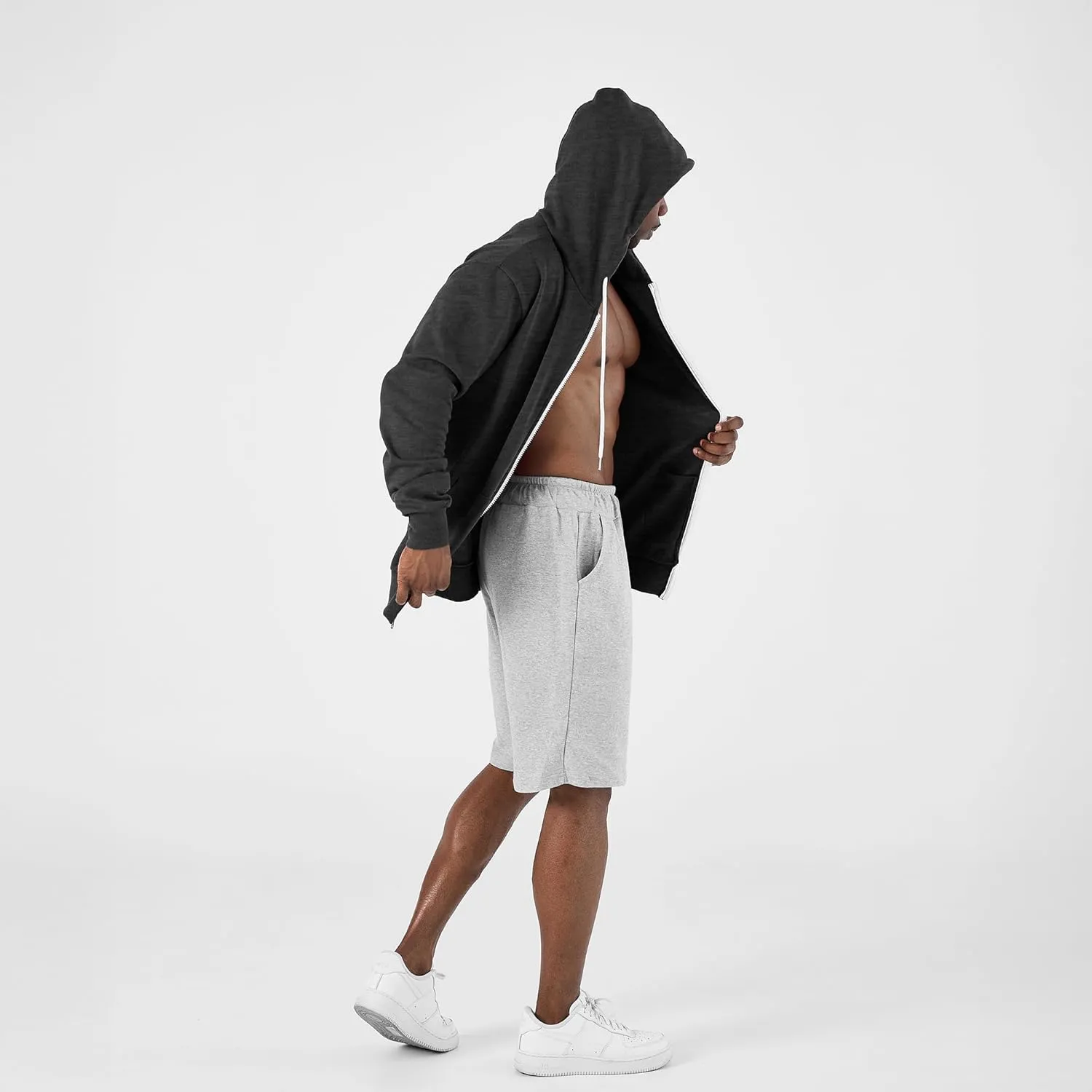 Ohoo Men's Zip Up Hoodie Lightweight Sweatshirt Full Zip Hooded Jacket