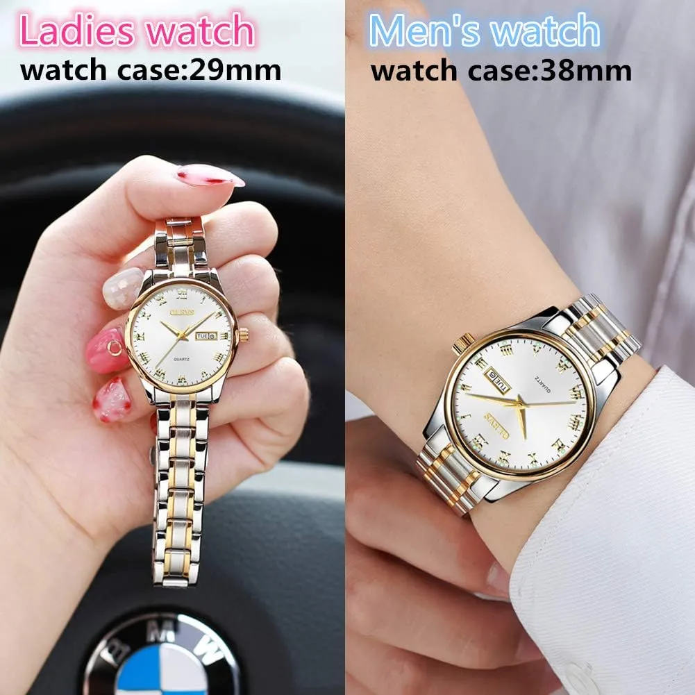 OLEVS Classic Watches for Women Analog Quartz Watch Stainless Steel Rugged Waterproof Watches Roman Numeral Unique Calendar Date Business Wrist Watch