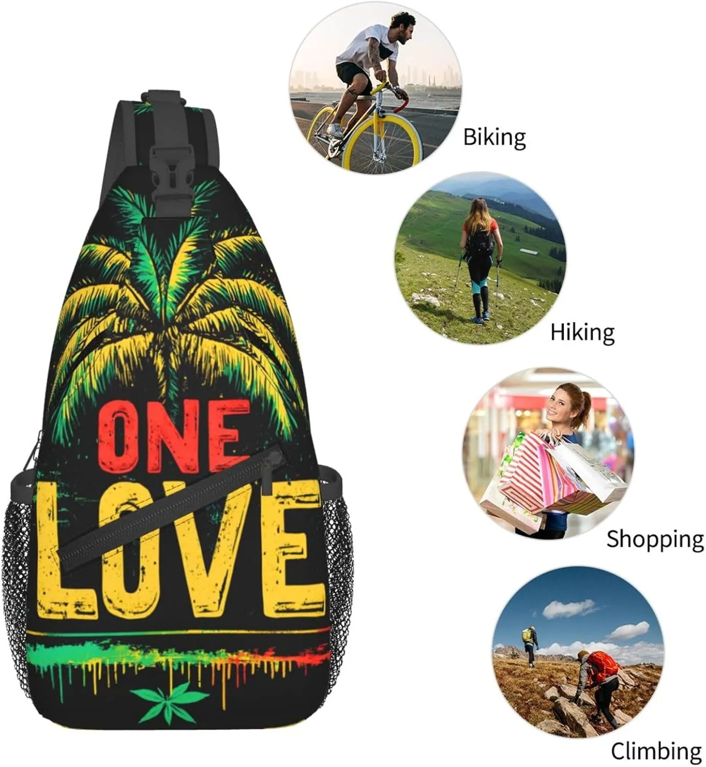 One Love Sling Backpack Hiking Backpack Crossbody Bag Sports Lightweight And Durable Chest Bag Shoulder Bag For Women Men