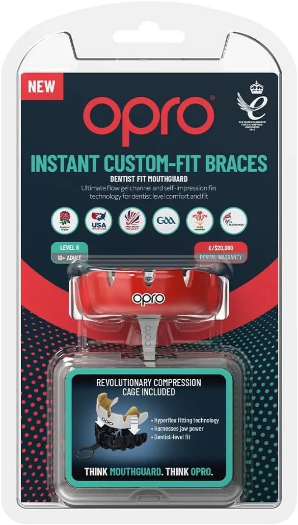 OPRO Braces Mouthguard – Custom-Fit, Slim & Breathable Design – Shock-Absorbing Sports Mouth Guard for Wrestling, Basketball, Football, MMA, Lacrosse, Hockey & More – Youth & Adult