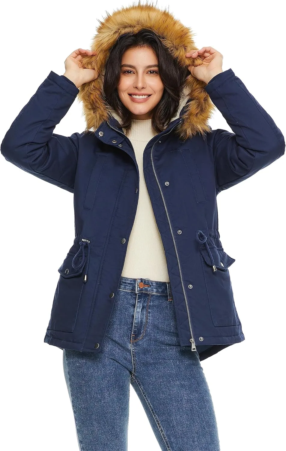 Orolay Women's Winter Parka Jacket Hooded Warm Coat Padded Jacket with Detachable Faux Fur