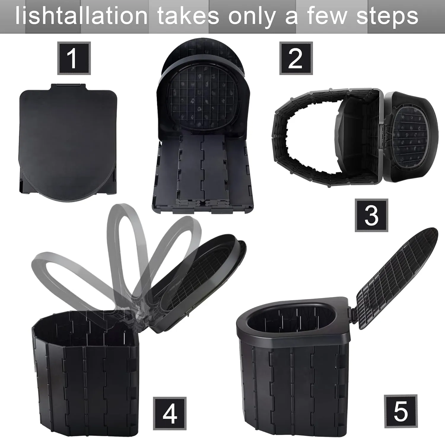 Outdoor Emergency Toilet for Camping Hygiene & Sanitation, Portable Foldable Potty for Car Travel Hiking Fishing Long Trips