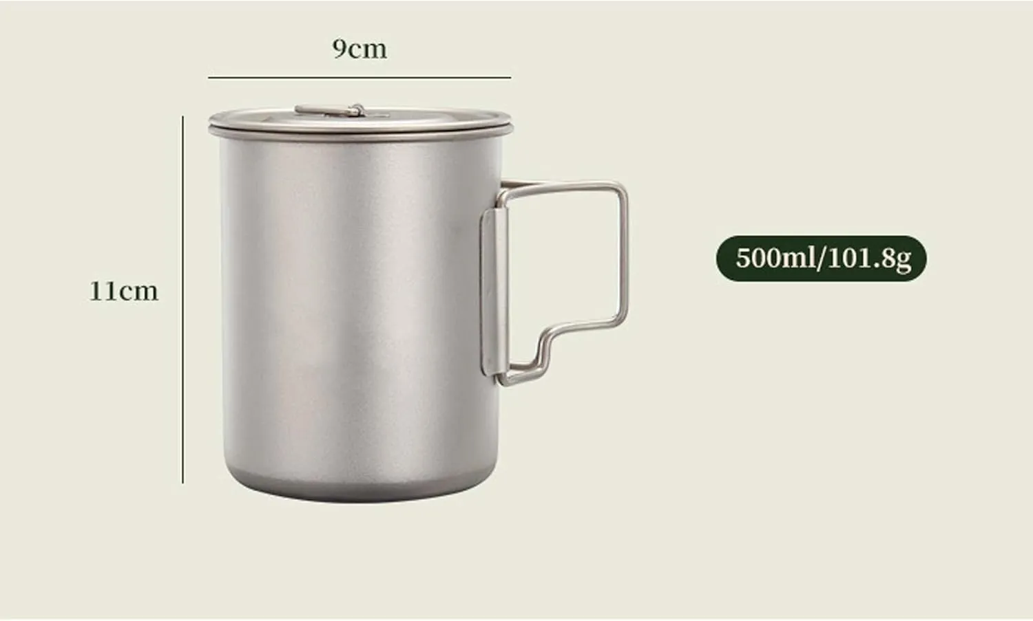 Outdoor Pure Titanium Camping Cup Lightweight Portable Tableware