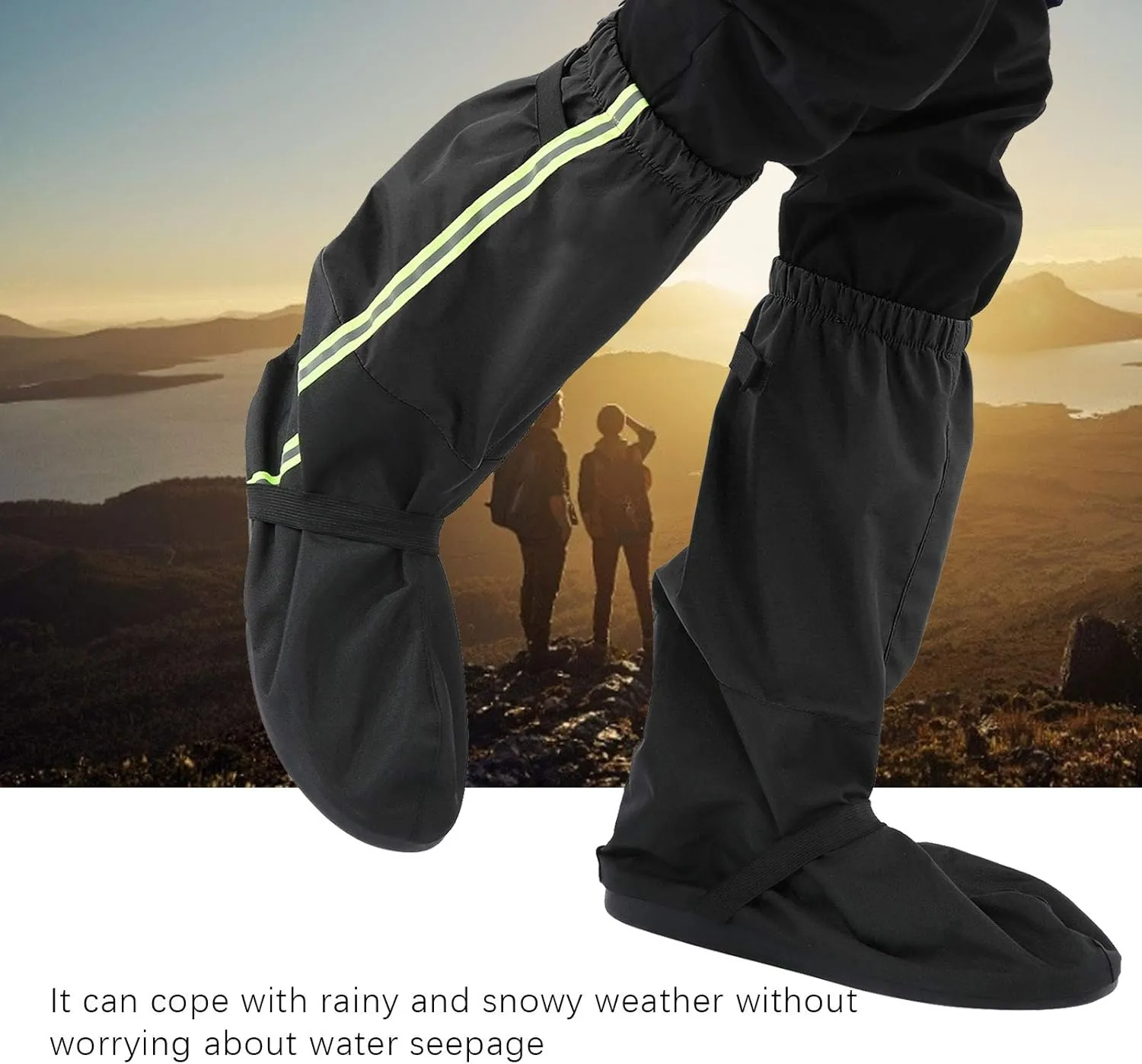 Outdoor Tube All Wrap Sandproof Shoe Covers for Hiking with Sole Texture and Night Reflective Band, Includes Net for Storage