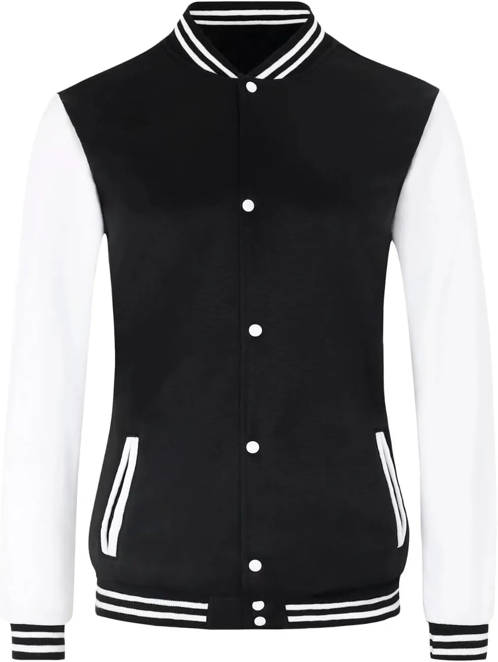OUTOFGAS Women's Baseball Varsity Jacket Causal Button Down Letterman Bomber Jacket Lightweight Sweatshirts Coat