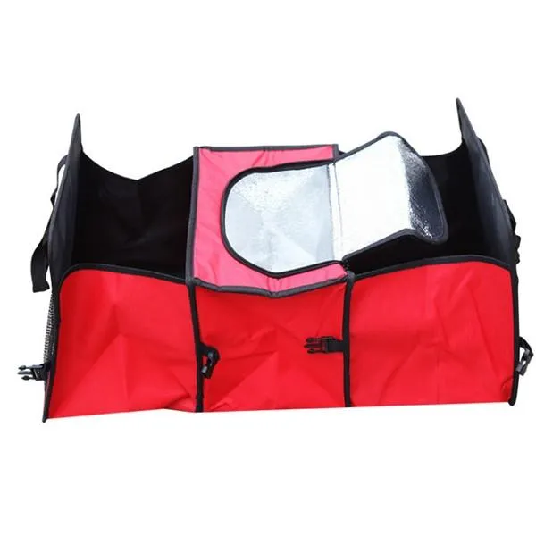 Oxford Cloth Collapsible Car Storage Box Trunk Storage Compartment Red