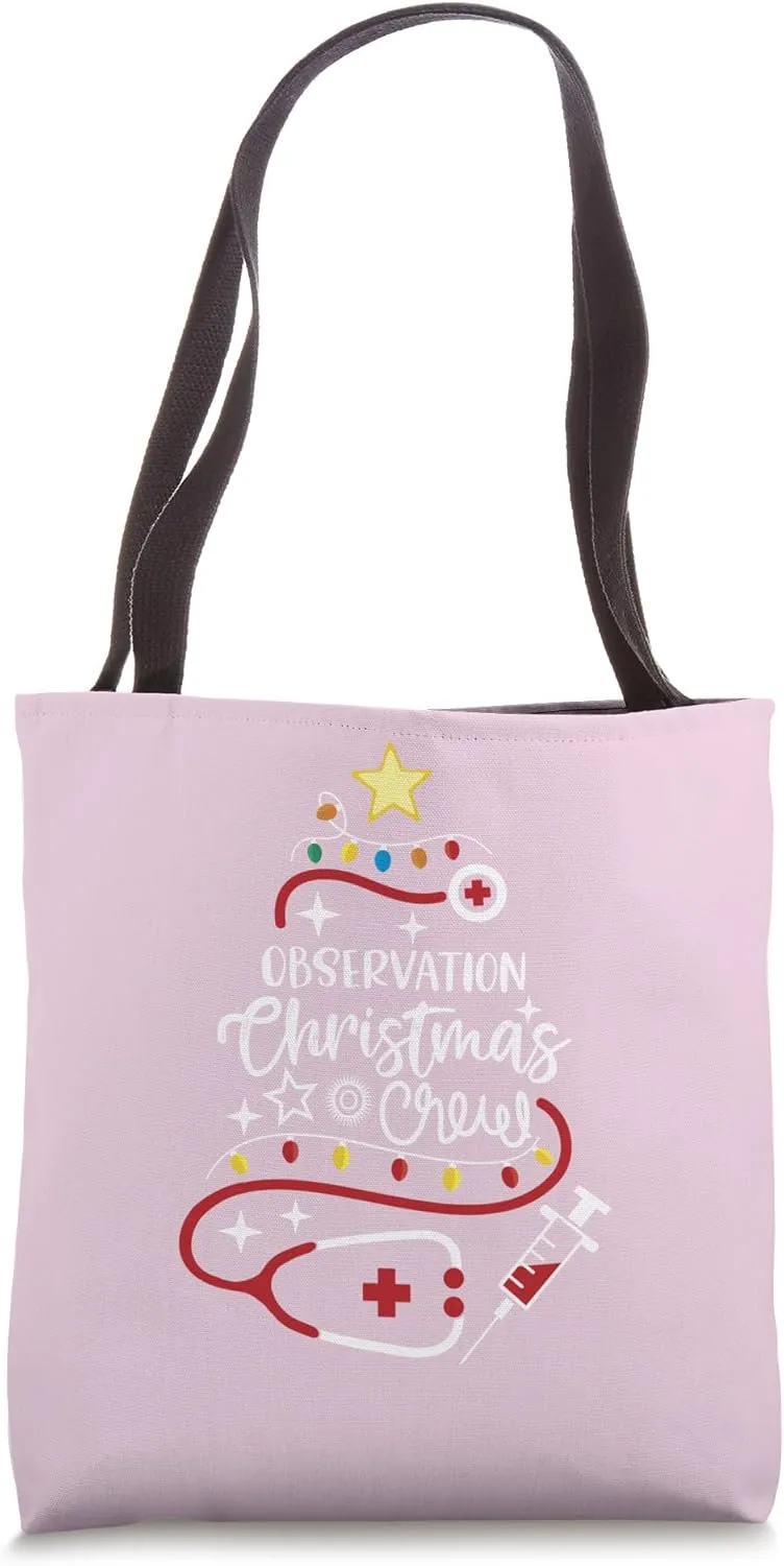 Patient Monitoring Nurse Tech Observation Christmas Crew Tote Bag