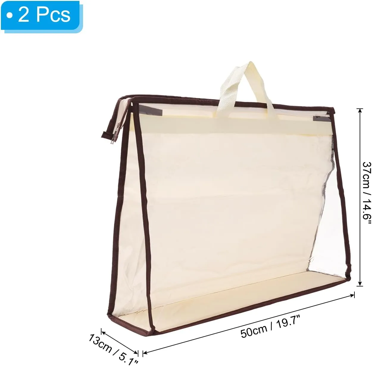 PATIKIL Handbag Dust Bags, 2 Pack Clear Purse Storage Organizer XXL Size PVC Dustproof Handbag Cover Transparent Purse Protector, Beige