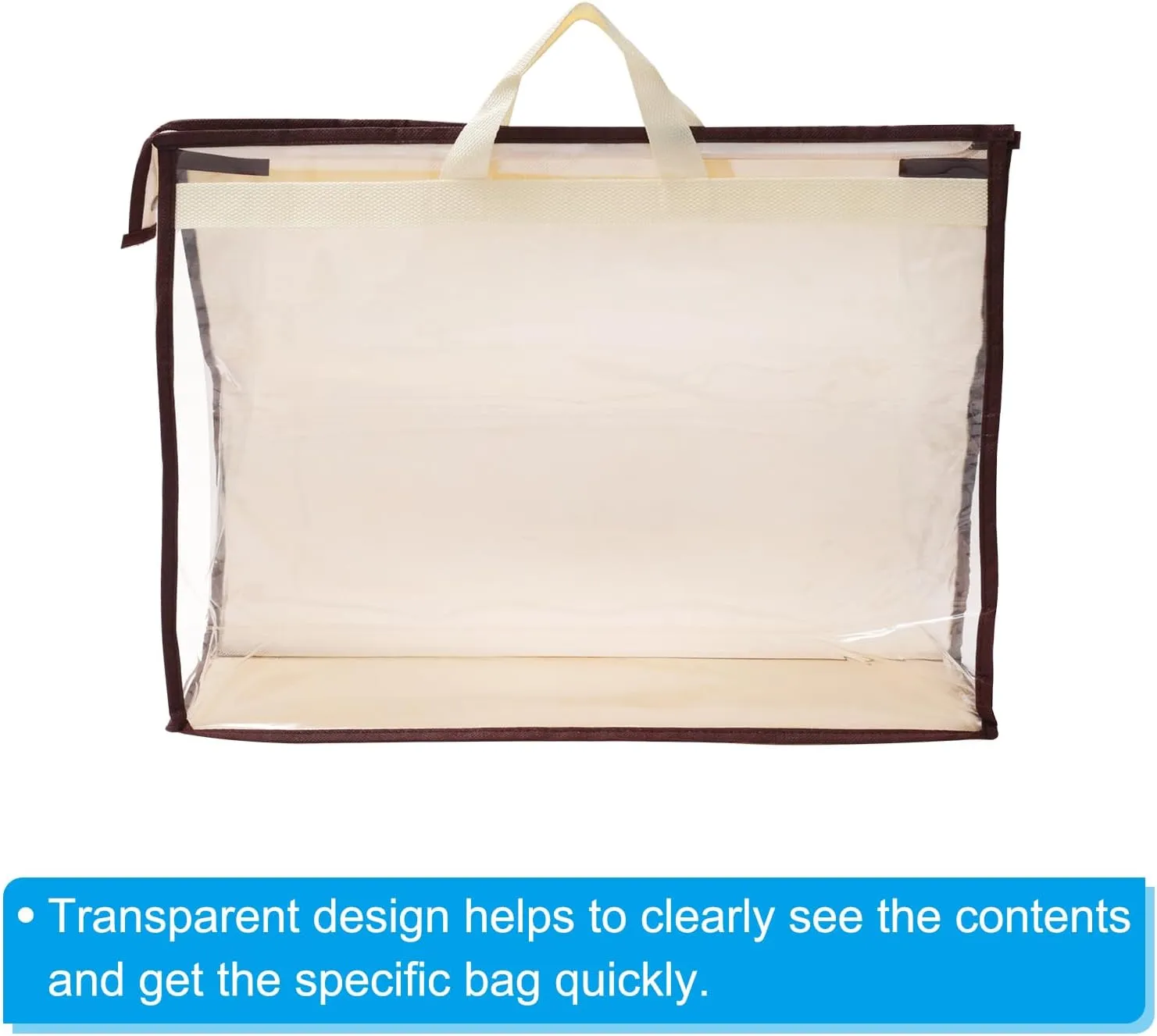 PATIKIL Handbag Dust Bags, 2 Pack Clear Purse Storage Organizer XXL Size PVC Dustproof Handbag Cover Transparent Purse Protector, Beige