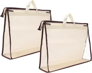 PATIKIL Handbag Dust Bags, 2 Pack Clear Purse Storage Organizer XXL Size PVC Dustproof Handbag Cover Transparent Purse Protector, Beige