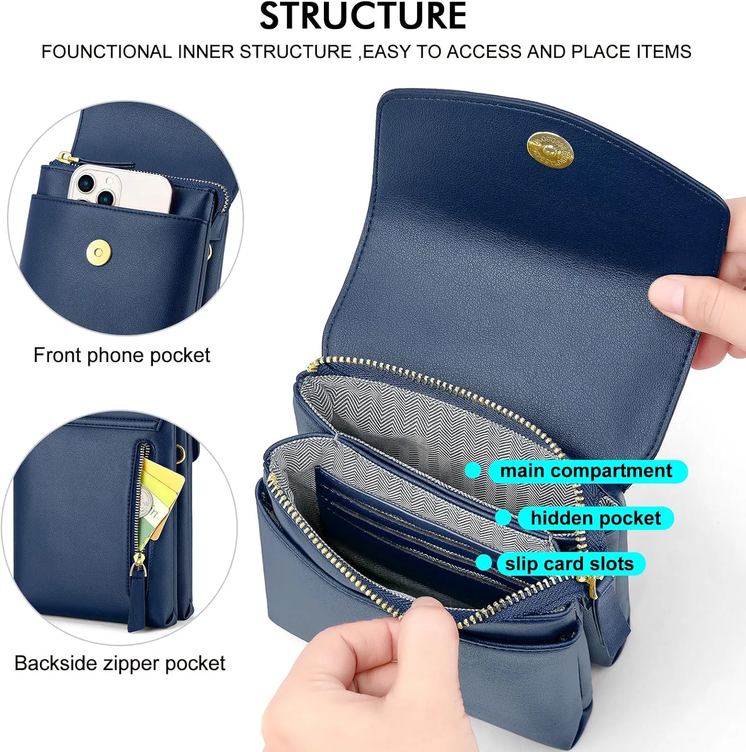 Peacocktion Small Crossbody Bags for Women, Trendy Cell Phone Cross Body Purses with Card Slots