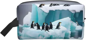 Penguins On The Iceberg Print Portable Makeup Pouch Travel Toiletry Bag Storage Bags with Handles Large Capacity