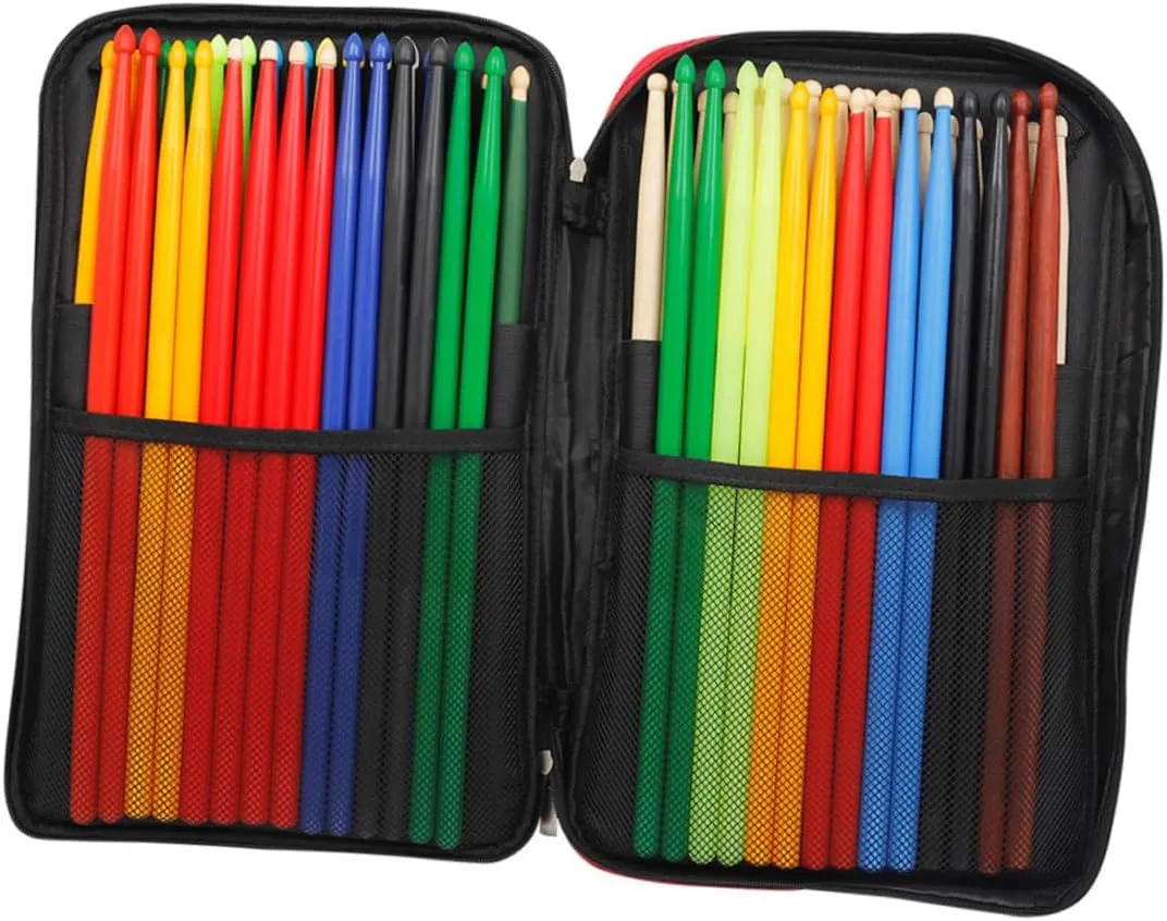 Percussion Stick Bags Music Sheet Bag Drumstick Storage Pouch Drumstick Holder Mallets Organizer Pouch Red for Beginners and Professionals